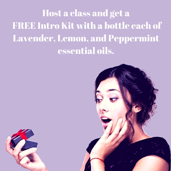 Host a *qualifying* class and get a FREE Intro Kit including a bottle of Lavender, Lemon, and Peppermint essential oils.